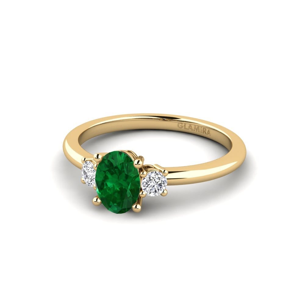 14ct Yellow Gold Emerald (Lab Created) Stackable Ring Guluve - A
