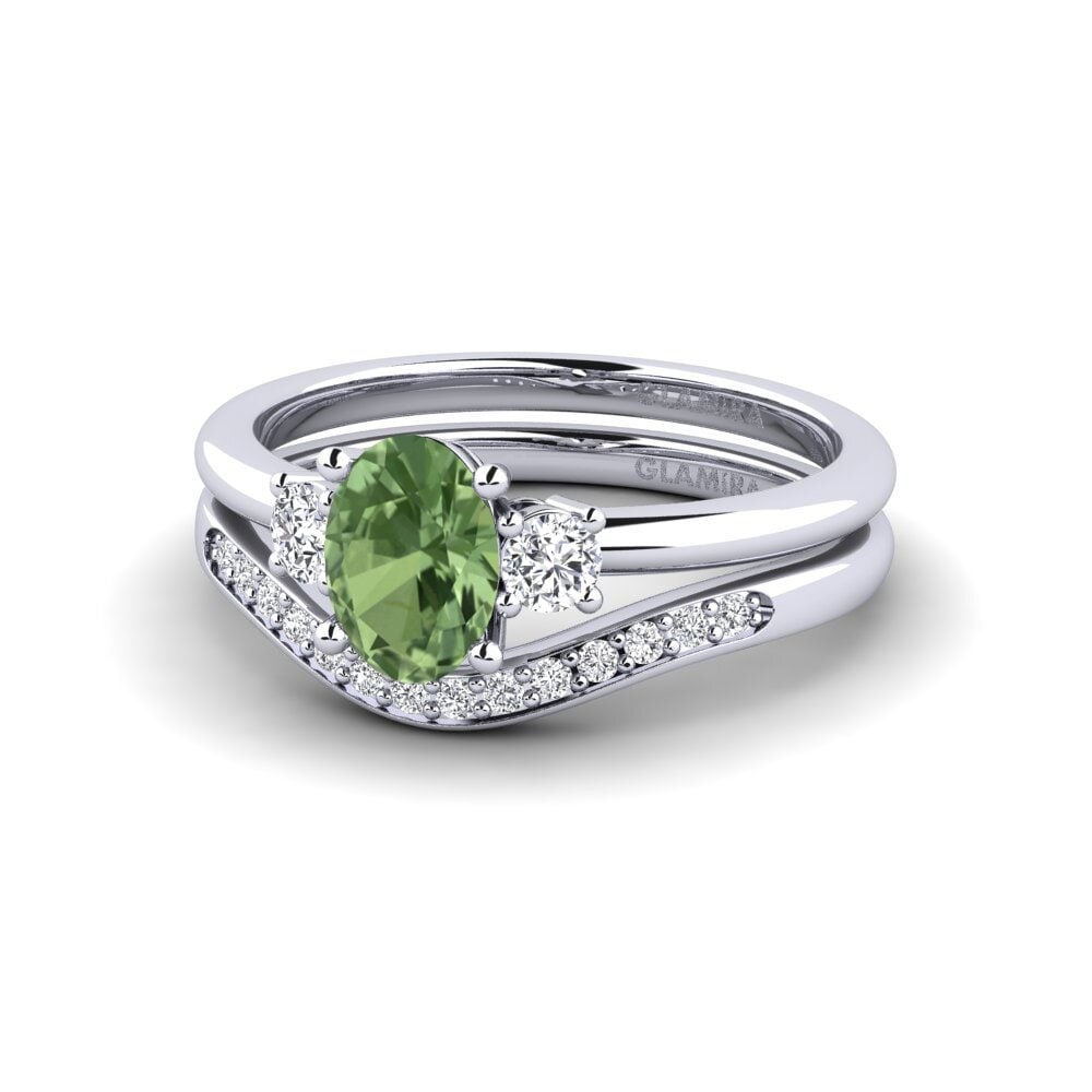 Green Sapphire Stackable Ring Guluve - SET