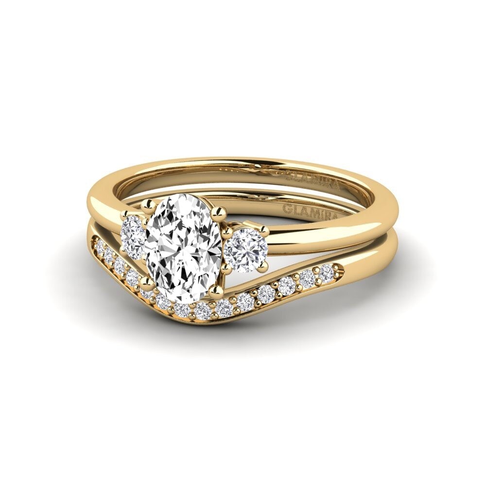 14ct Yellow Gold Moissanite Stackable Ring Guluve - SET
