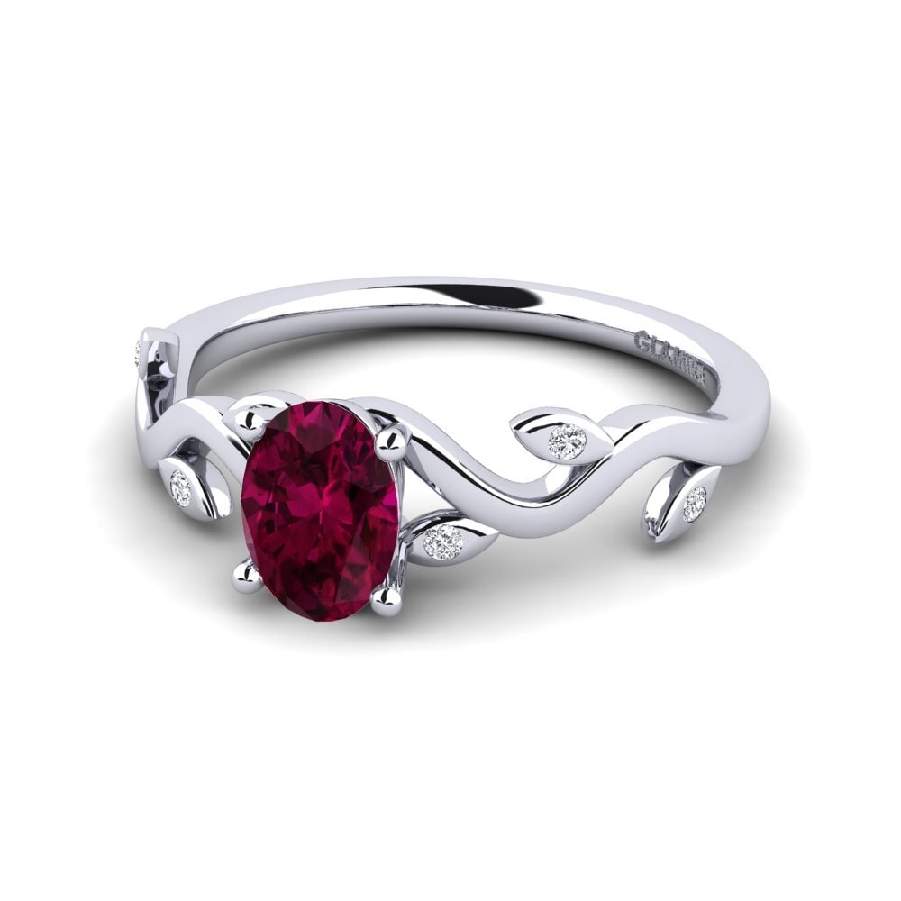 9ct White Gold Rhodolite Garnet Engagement Ring Shasha