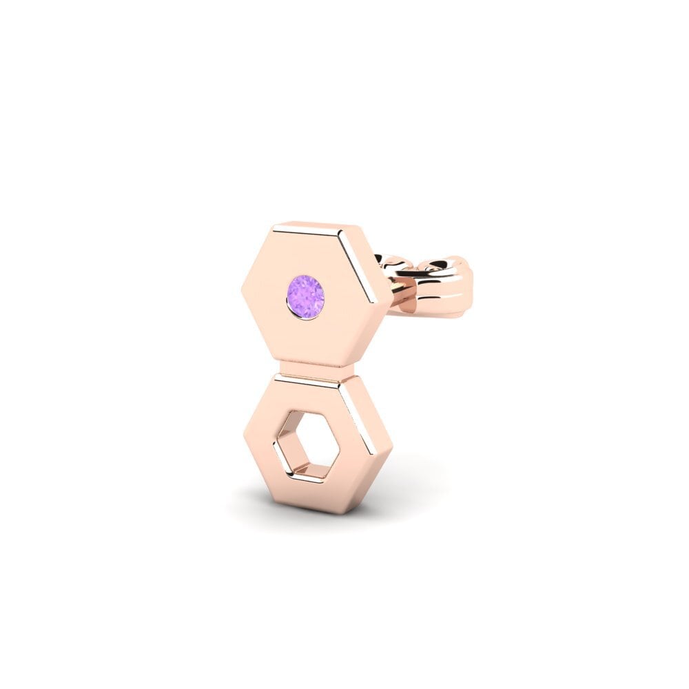 9k Oro Rosa Amatista Pendiente para hombre Fabledes