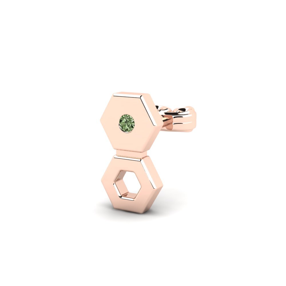 18k Oro Rosa Diamante Verde Pendiente para hombre Fabledes