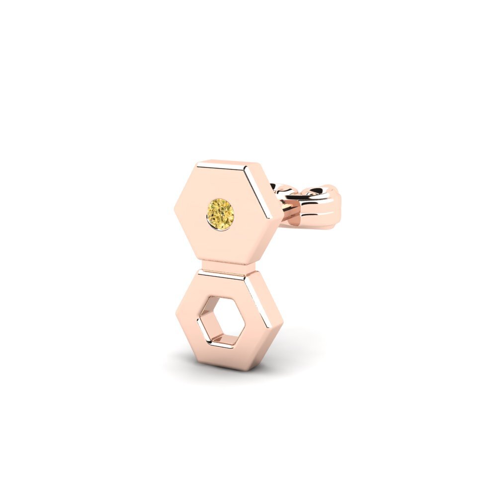 14ct Rose Gold Yellow Diamond Men's Earring Fabledes