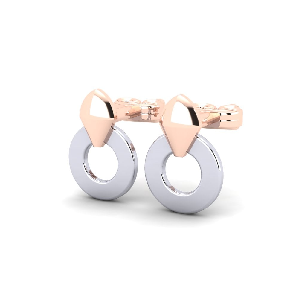18k Oro Blanco / Rosa Pendientes Ragen