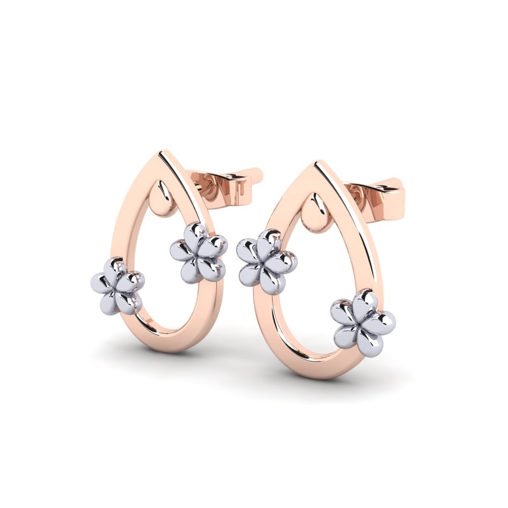 9k Oro Rosa/Blanco Pendientes Slopinges