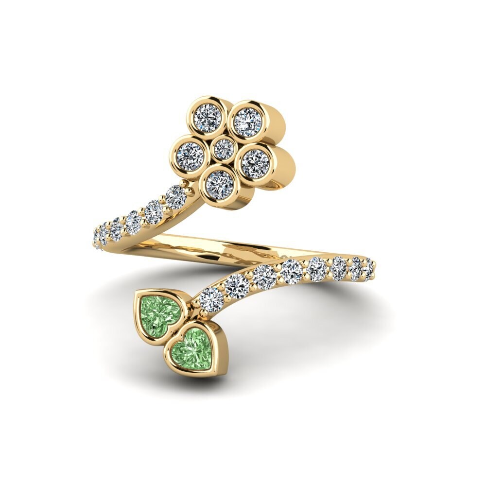 Diamante Verde Anel Psan