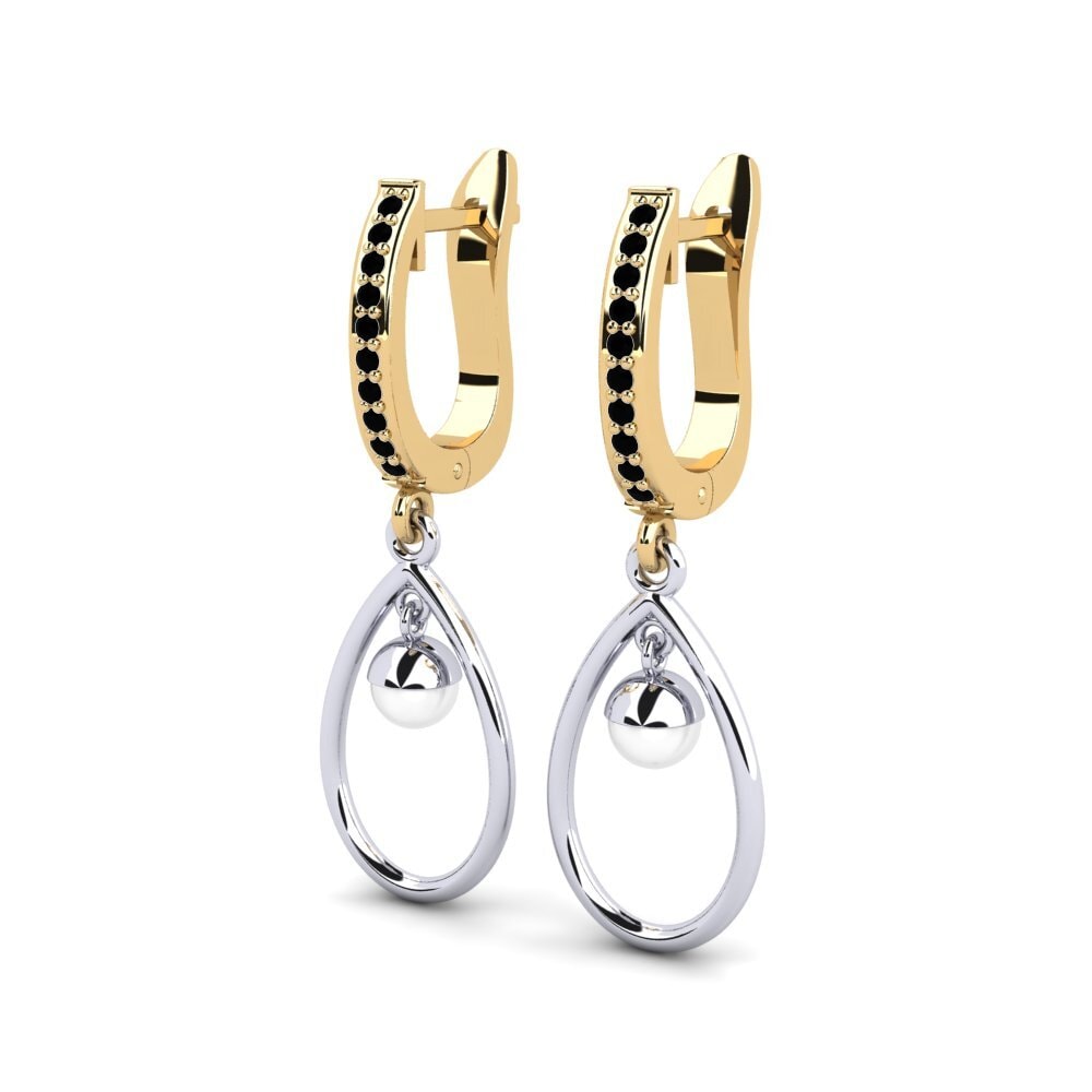 9ct Yellow & White Gold Black Diamond Women's Earring Yldrod