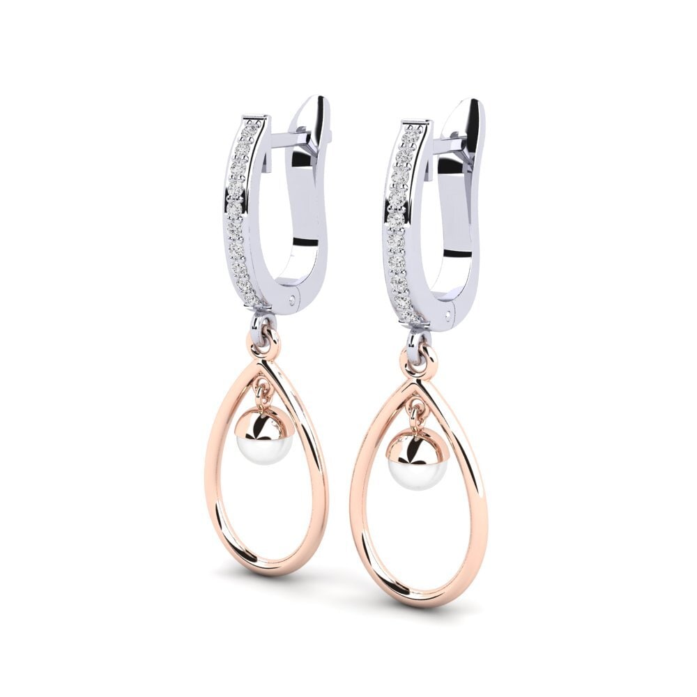 9ct White & Rose Gold White sapphire Women's Earring Yldrod