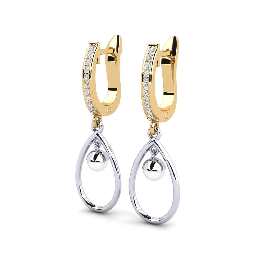14k Oro Amarillo & Blanco Zafiro blanco Pendiente de mujer Yldrod