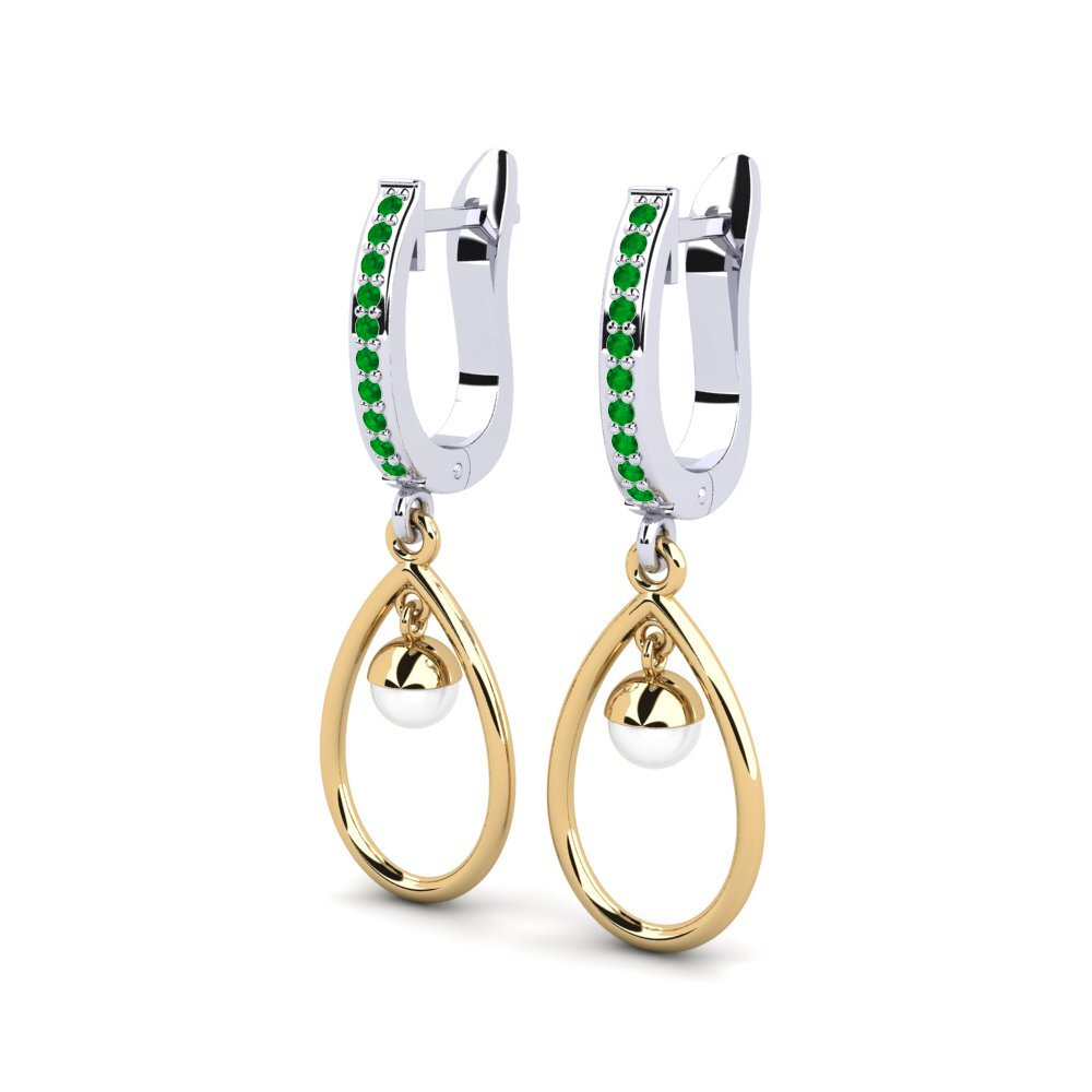 18ct White & Yellow Gold Emerald Women's Earring Yldrod