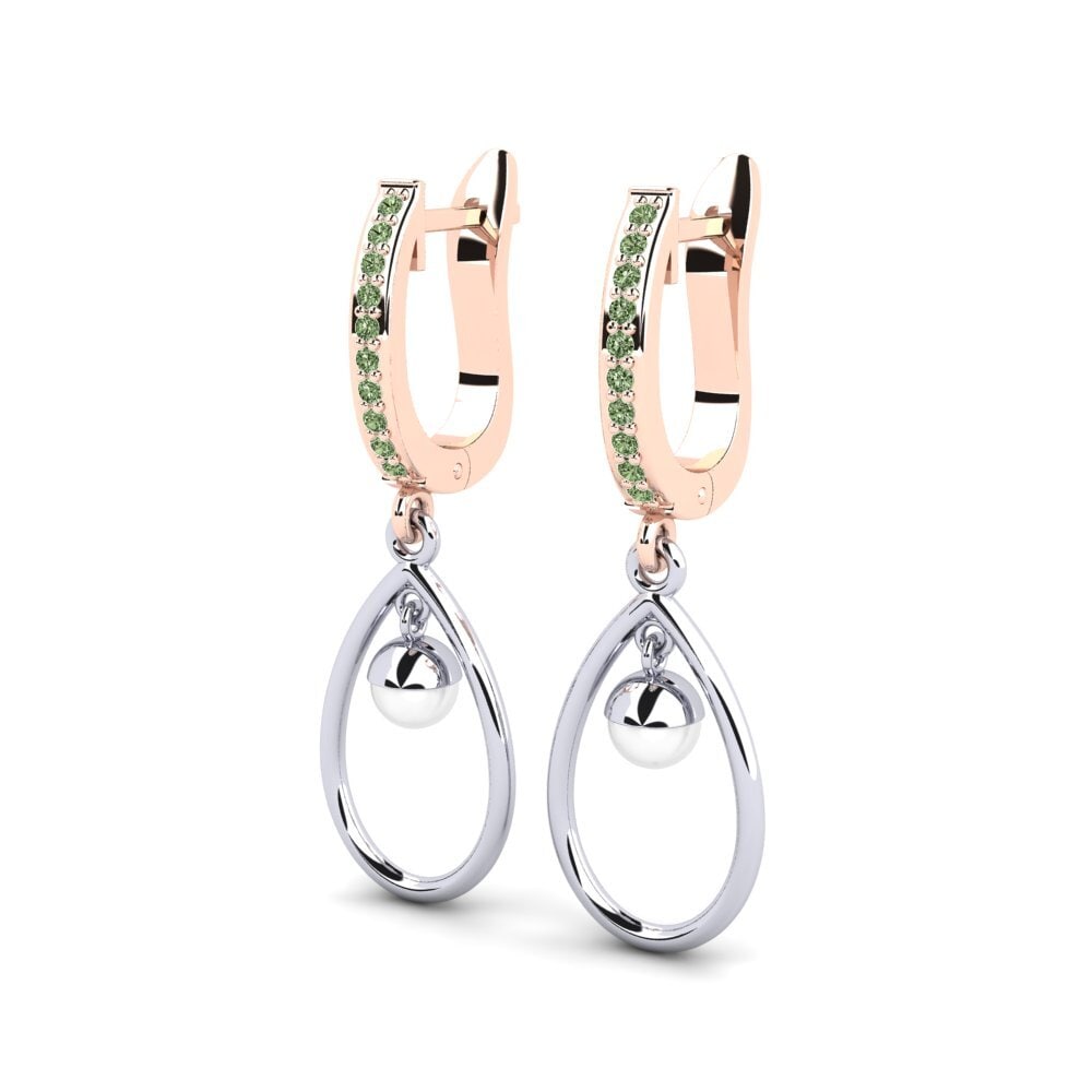 9k Oro Rosa & Blanco Diamante Verde Pendiente de mujer Yldrod