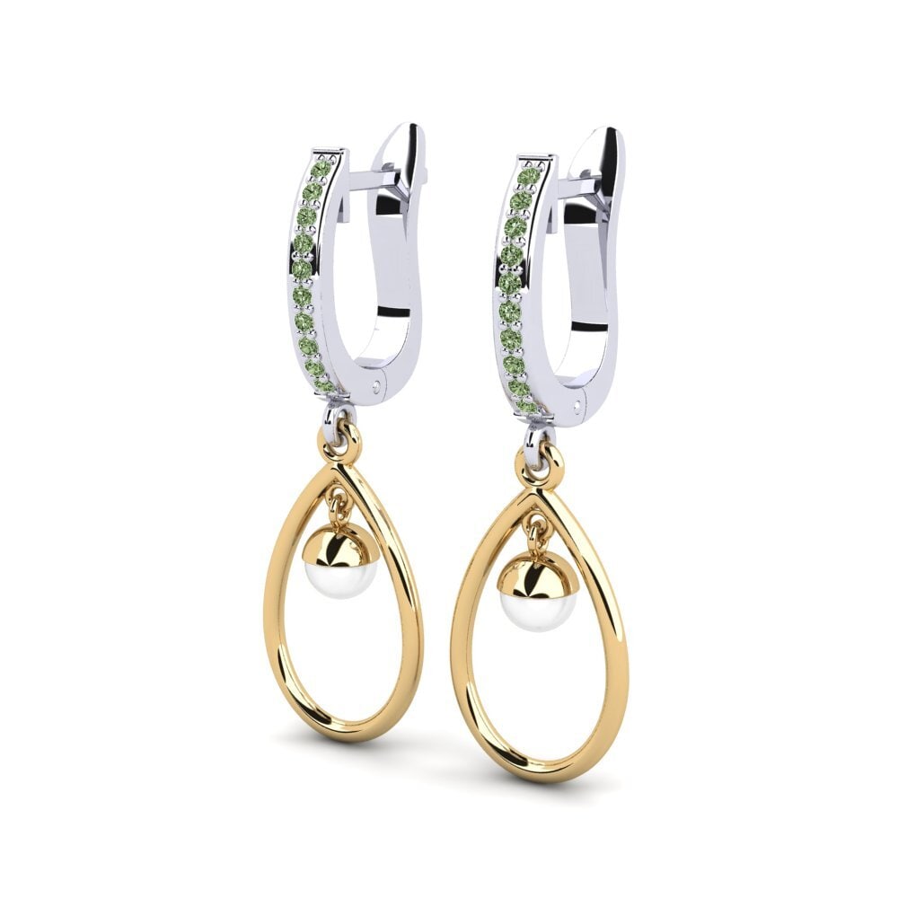 9ct White & Yellow Gold Green Diamond Women's Earring Yldrod