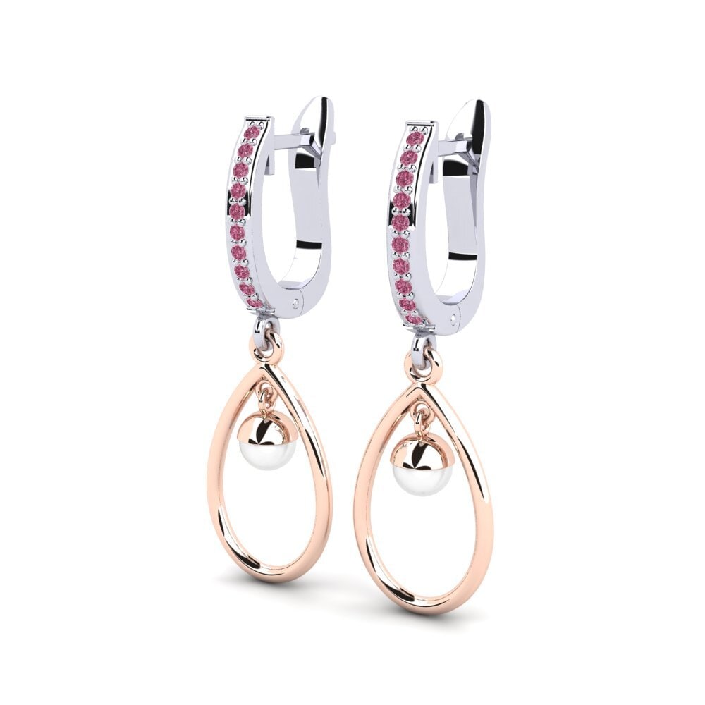 9ct White & Rose Gold Rhodolite Garnet Women's Earring Yldrod