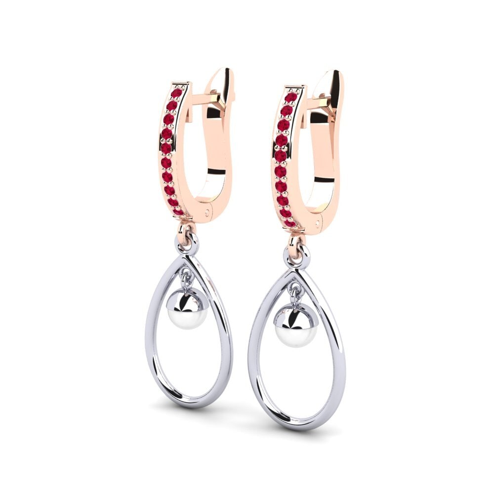 9k Oro Rosa & Blanco Rubí Pendiente de mujer Yldrod