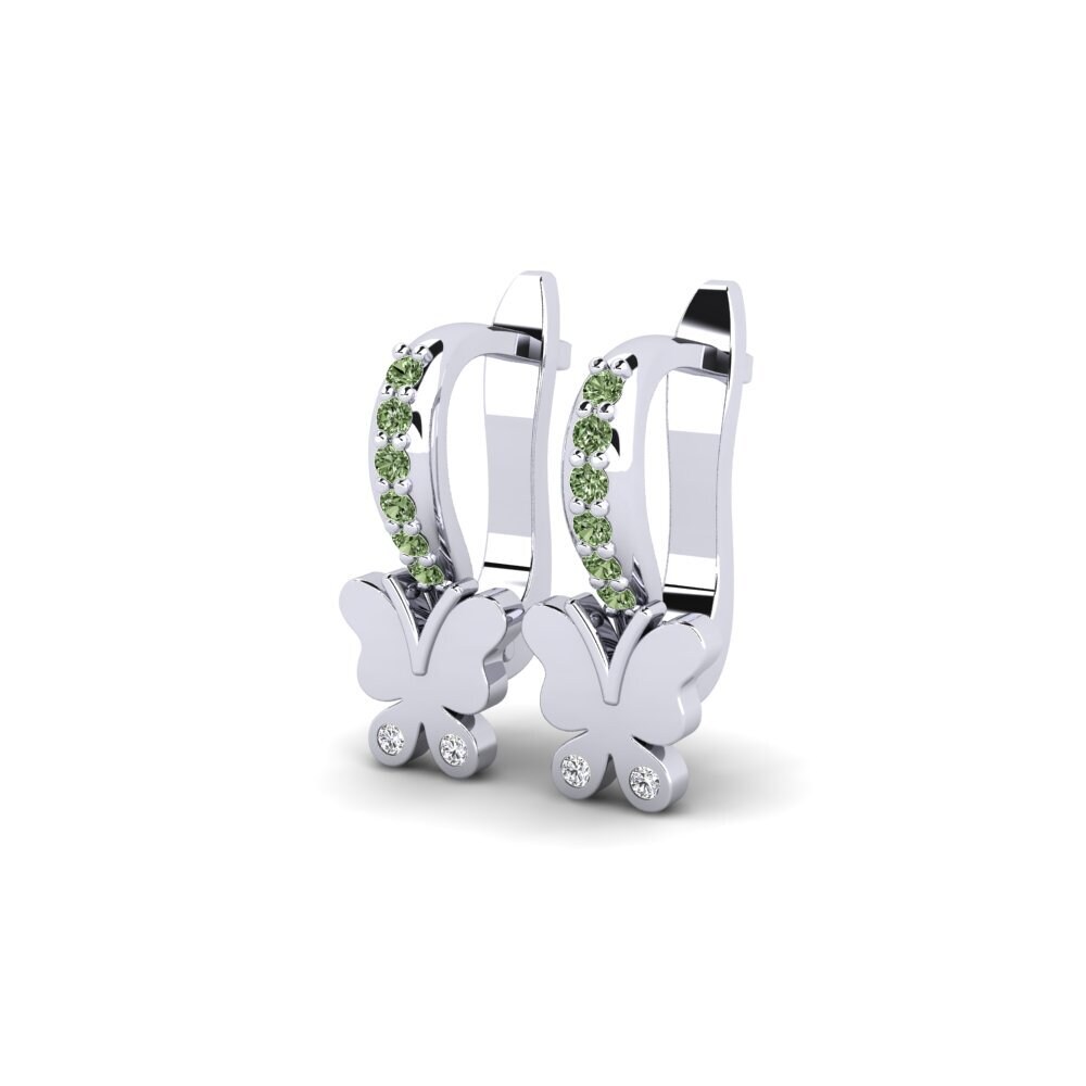 White Silver Green Diamond Kid's Earring Evidential