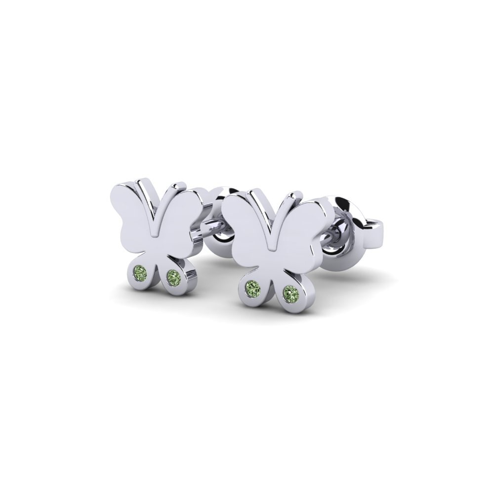 White Silver Green Diamond Kid's Earring Evidently