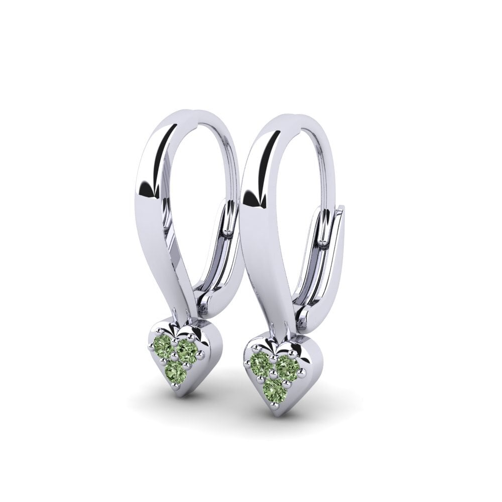 White Silver Green Diamond Kid's Earring Huahvi