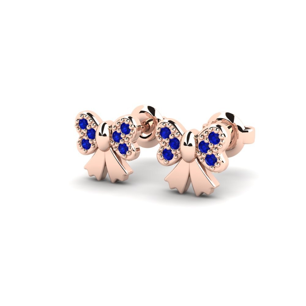 14k Rose Gold Sapphire Kid's Earring Identifiable