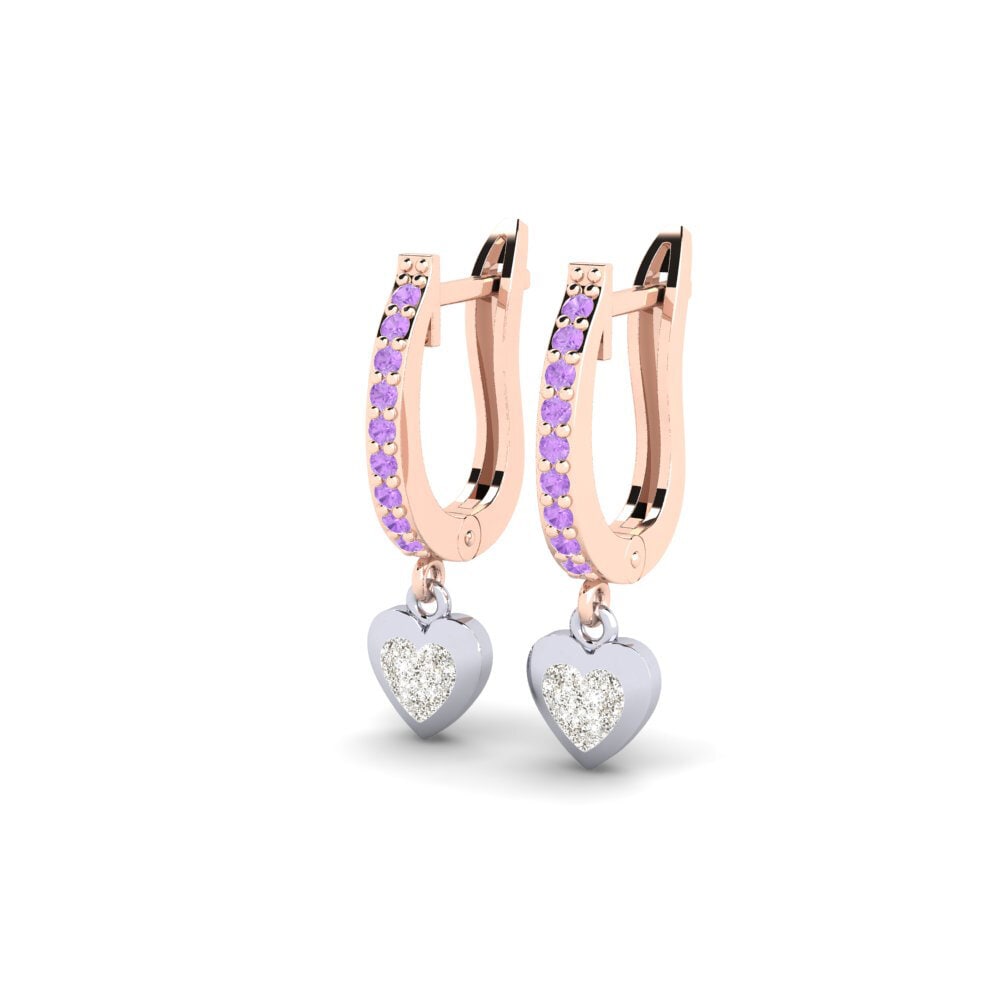 14k Rose & White Gold Amethyst Earring Aloevera Daughter