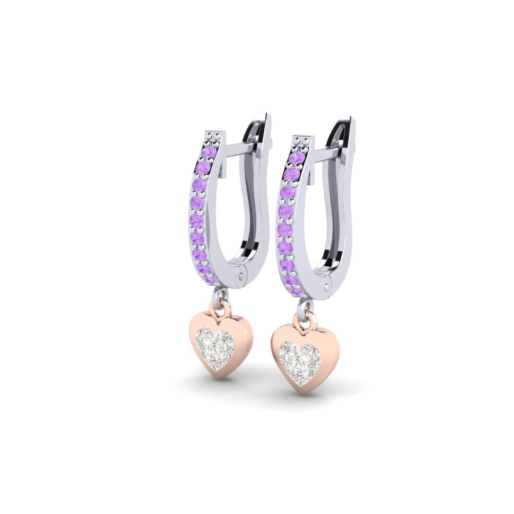 14k White & Rose Gold Amethyst Earring Aloevera Daughter