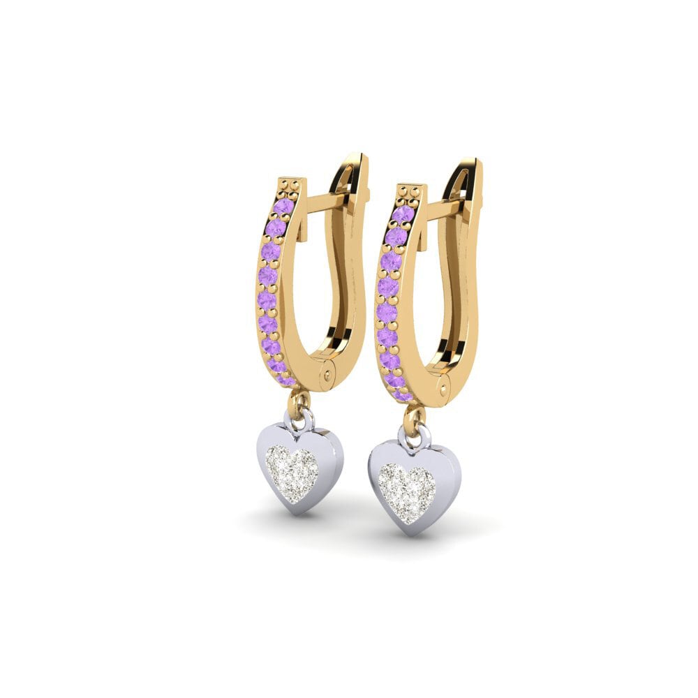 14k Yellow & White Gold Amethyst Earring Aloevera Daughter
