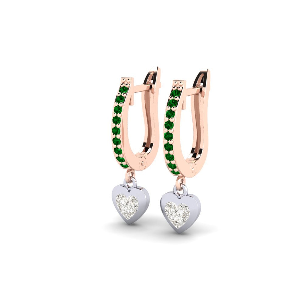14k Rose & White Gold Green Zirconia Earring Aloevera Daughter