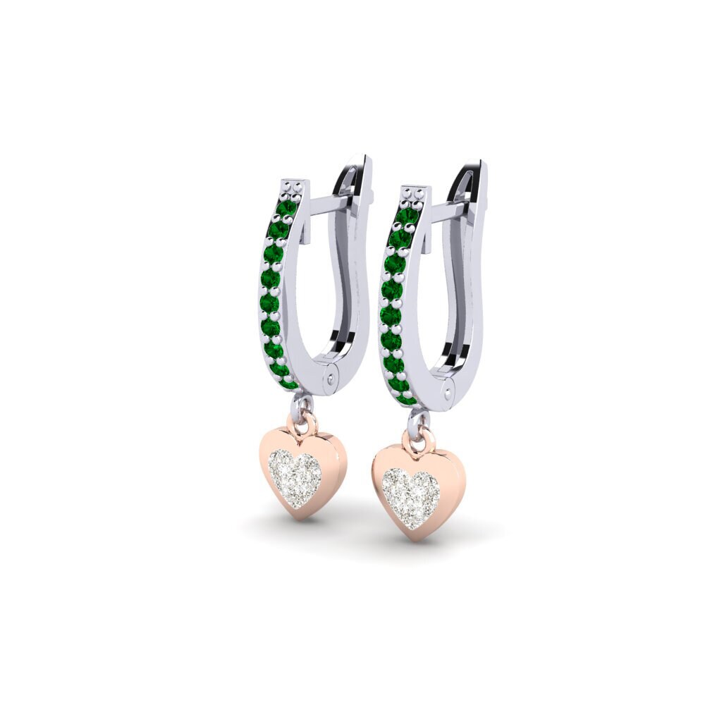 14k White & Rose Gold Green Zirconia Earring Aloevera Daughter