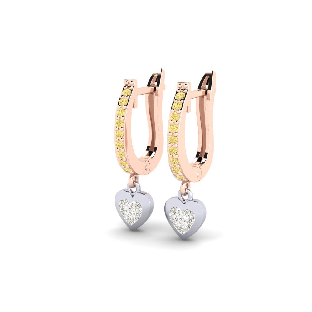 14k Rose & White Gold Yellow Diamond Earring Aloevera Daughter