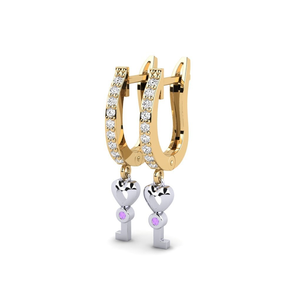 14k Yellow & White Gold Amethyst Earring Echeveria Daughter