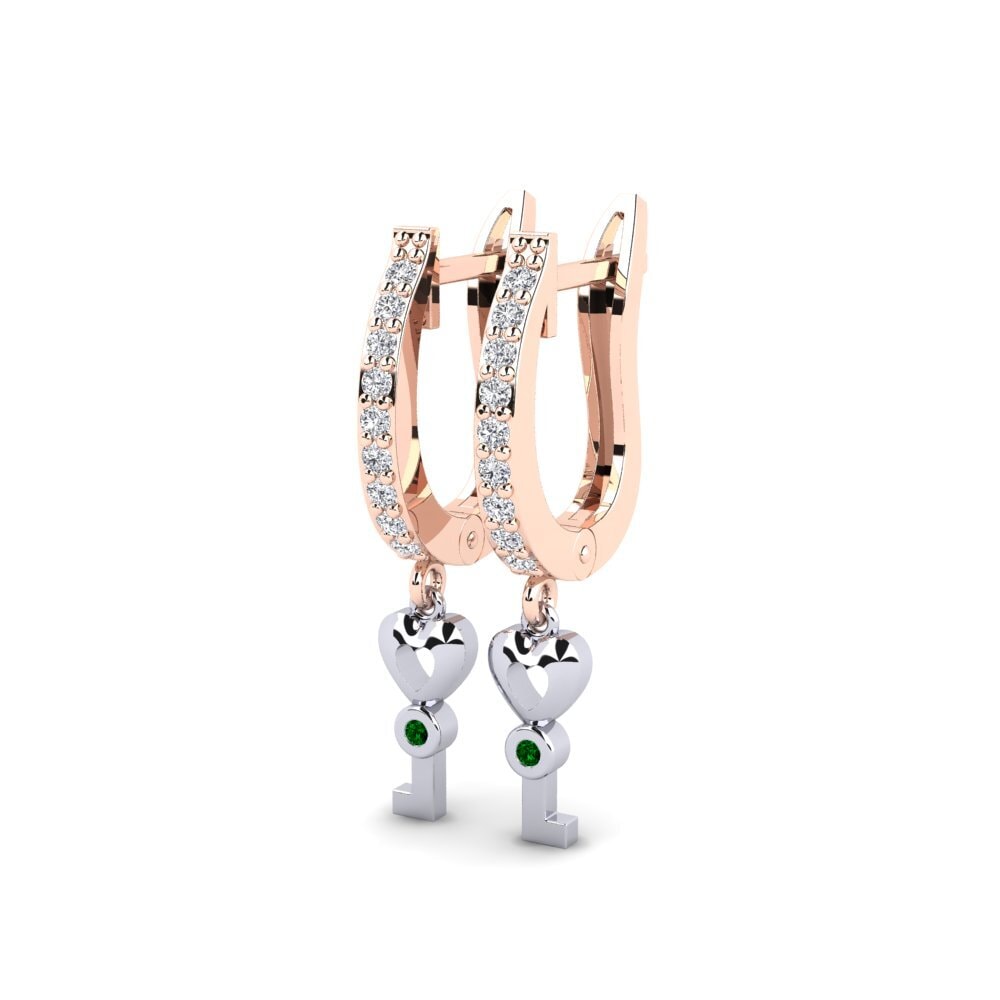 14k Rose & White Gold Green Zirconia Earring Echeveria Daughter