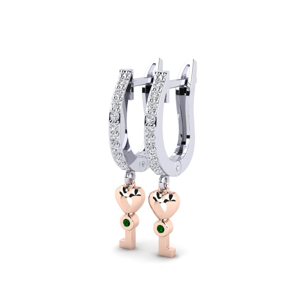 14k White & Rose Gold Green Zirconia Earring Echeveria Daughter