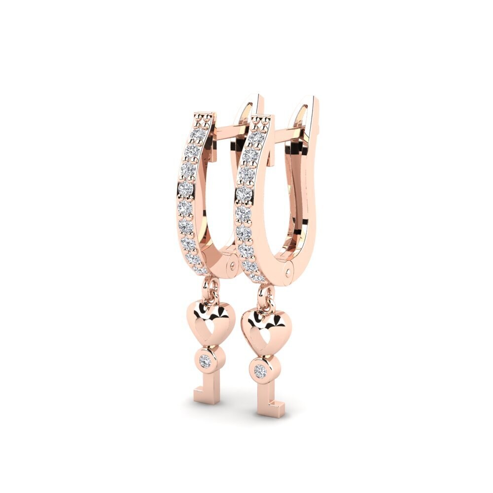 9k Oro Rosa Pendientes Echeveria Daughter