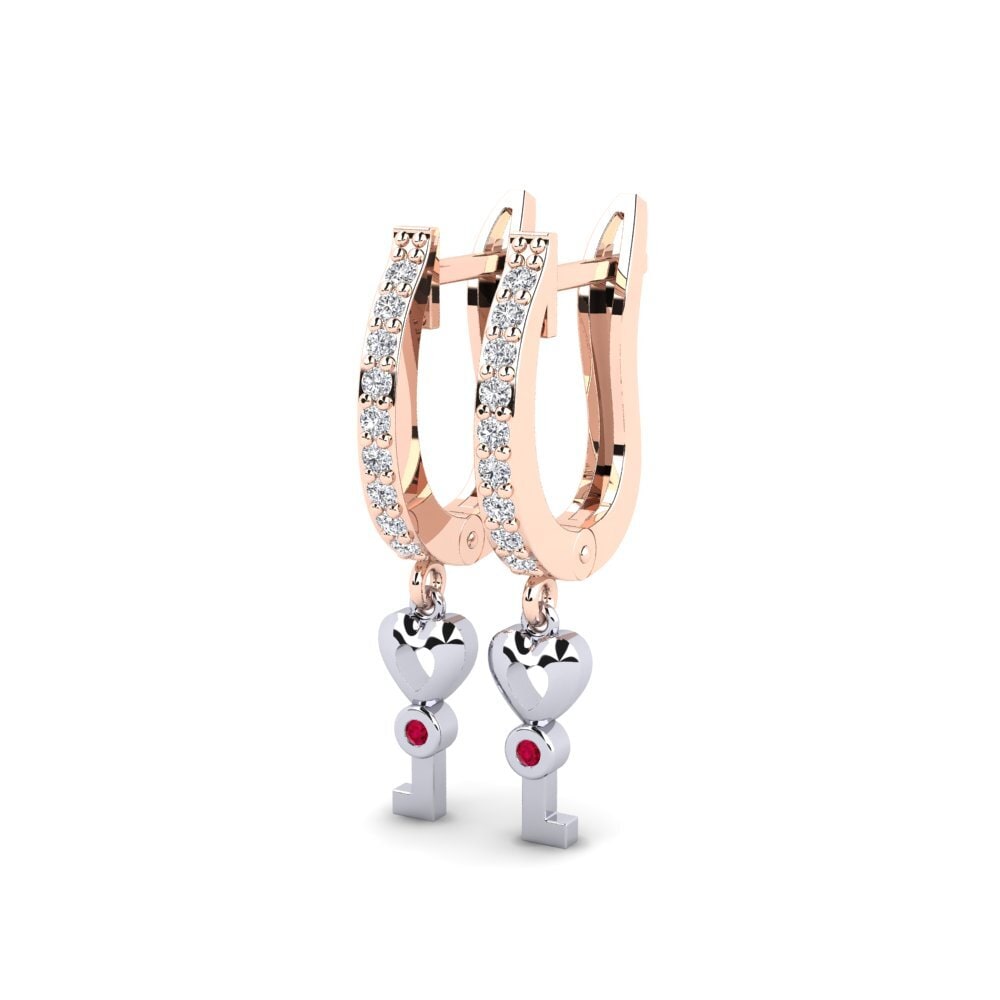 18k Rose & White Gold Ruby Earring Echeveria Daughter