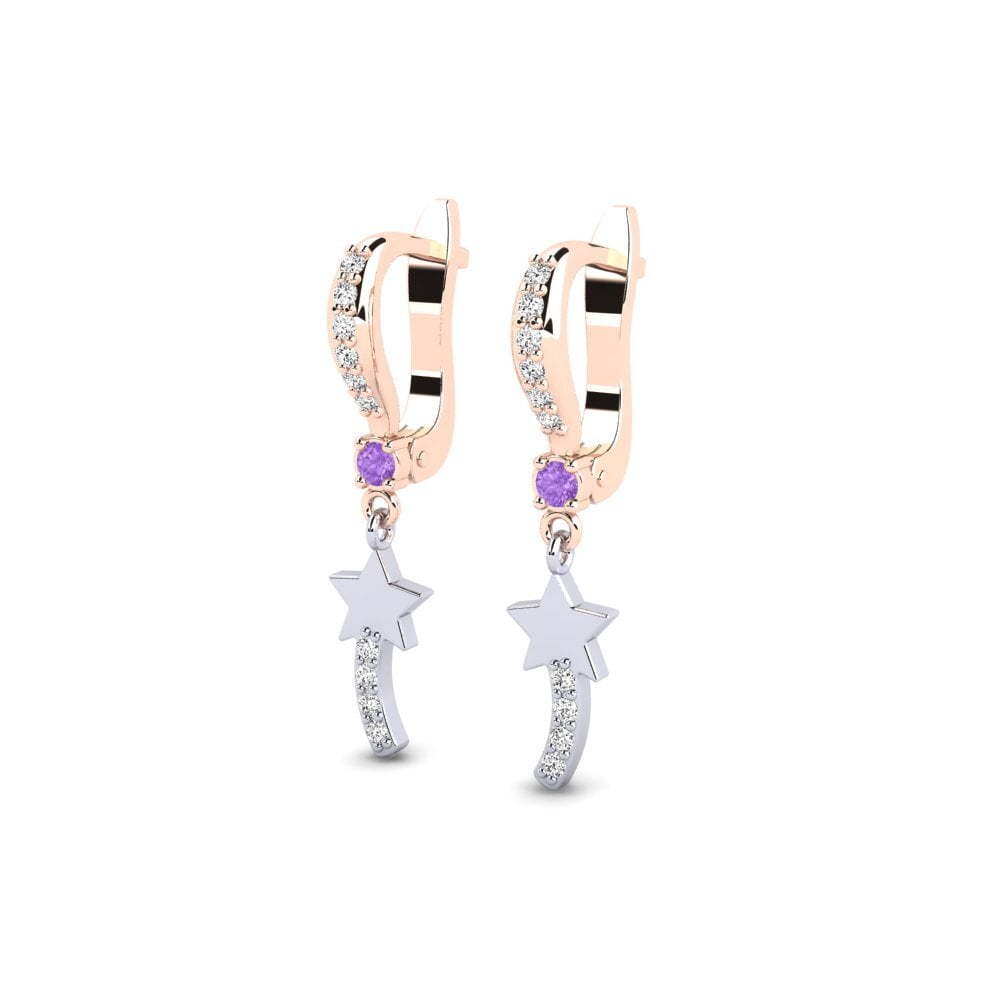 14k Rose & White Gold Amethyst Kid's Earring Poznan
