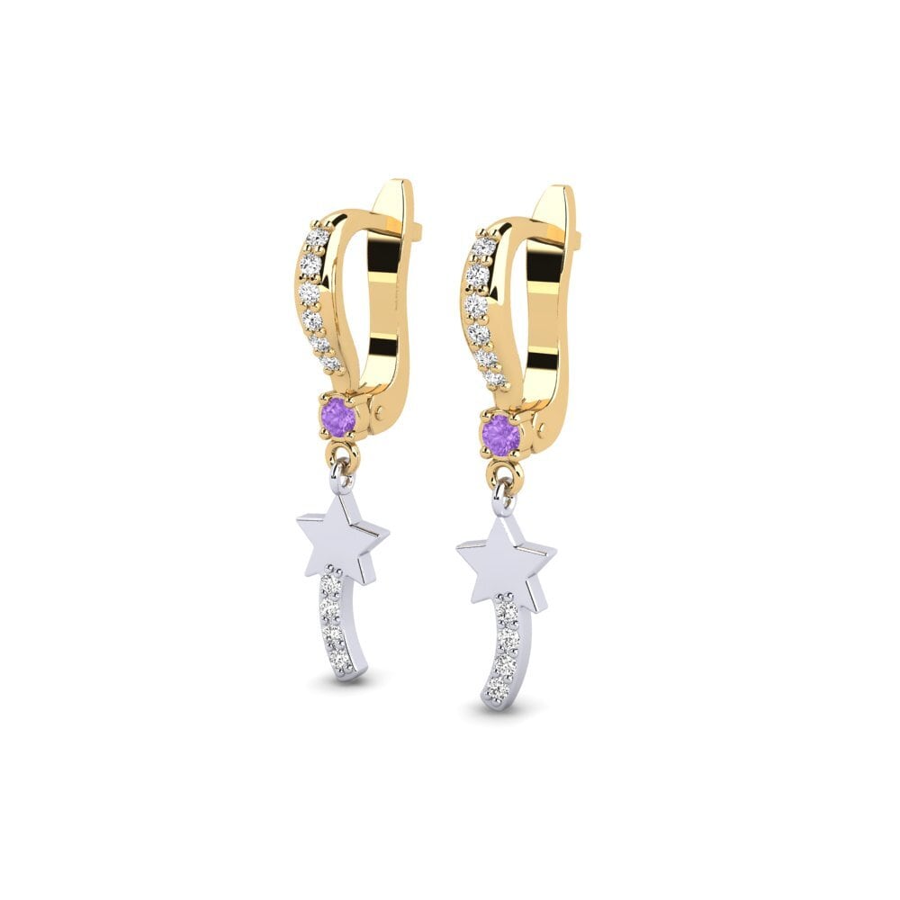 14k Yellow & White Gold Amethyst Kid's Earring Poznan