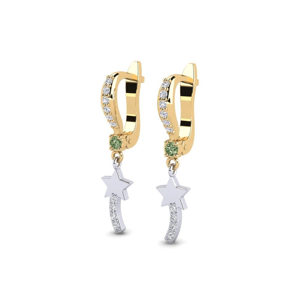 18k Oro Amarillo & Blanco Diamante Verde Pendiente para Niño Poznan