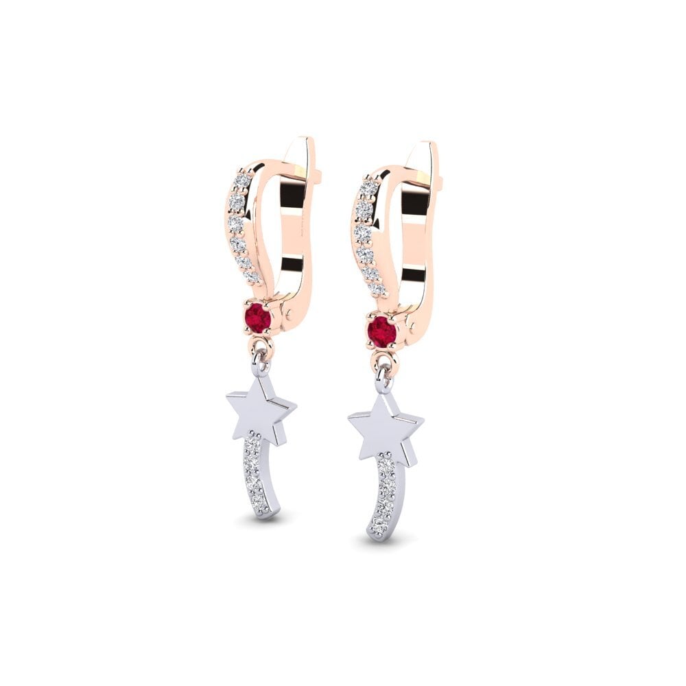 18k Rose & White Gold Ruby Kid's Earring Poznan