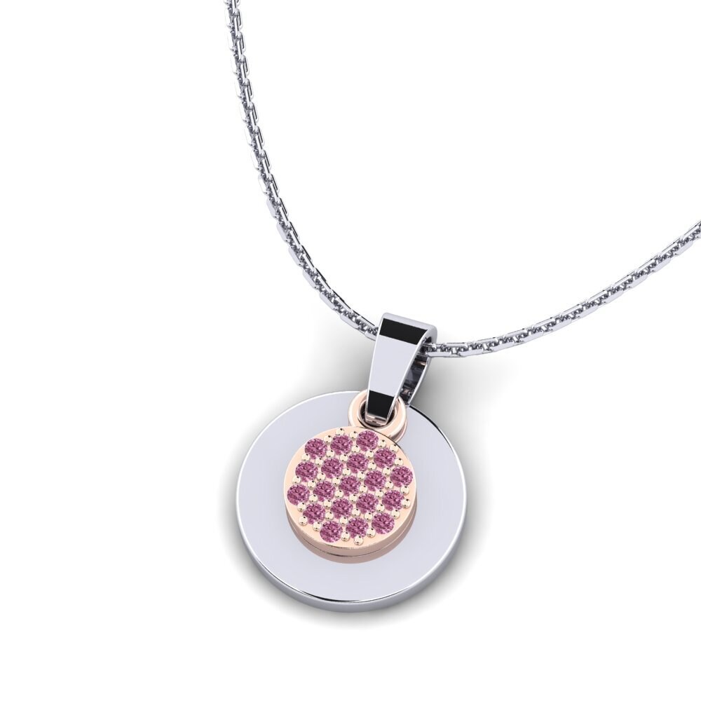Collares 14k Oro Blanco & Rosa Rodolita de Granito Moderno