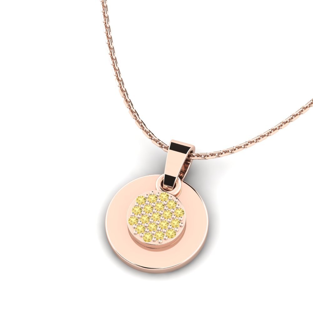 Fashion Yellow Diamond 14ct Rose Gold Necklaces