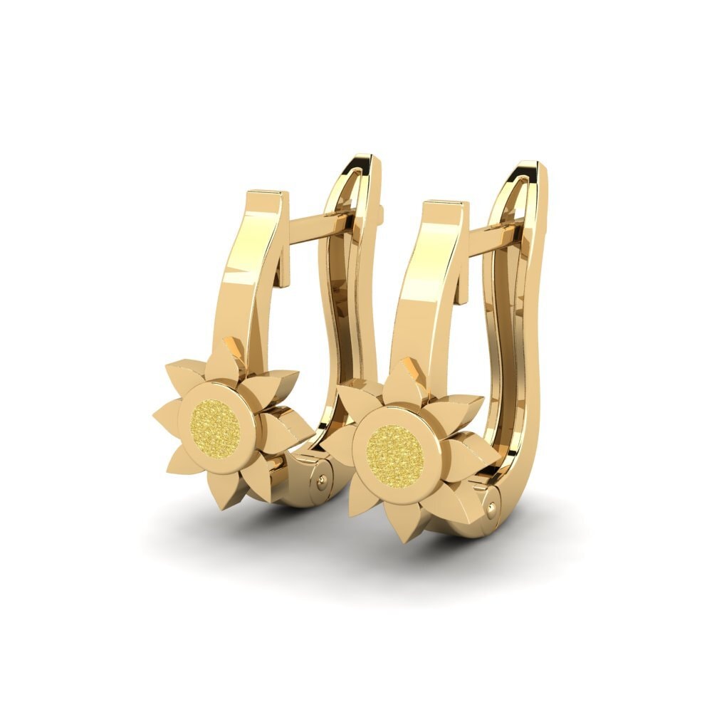14k Oro Amarillo Pendientes Sunflower Daughter
