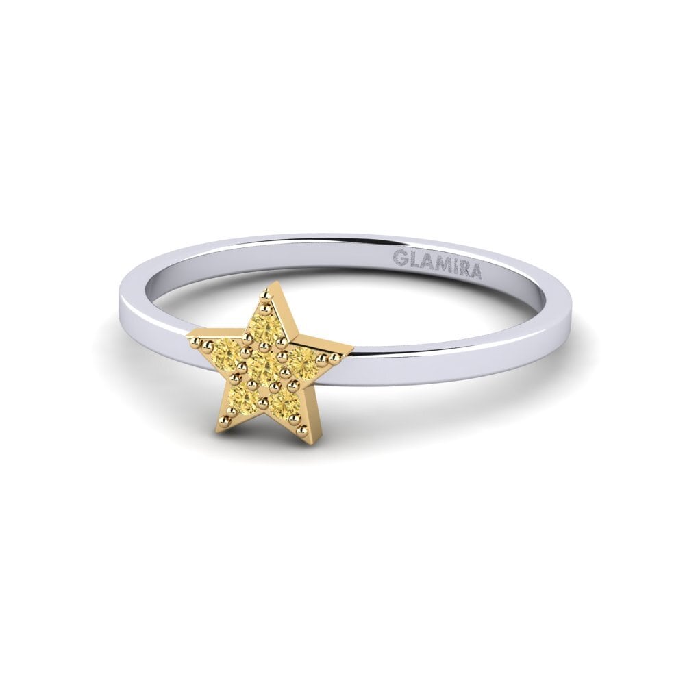 18k Oro Blanco & Amarillo Diamante Amarillo Anillo Ylber Daughter