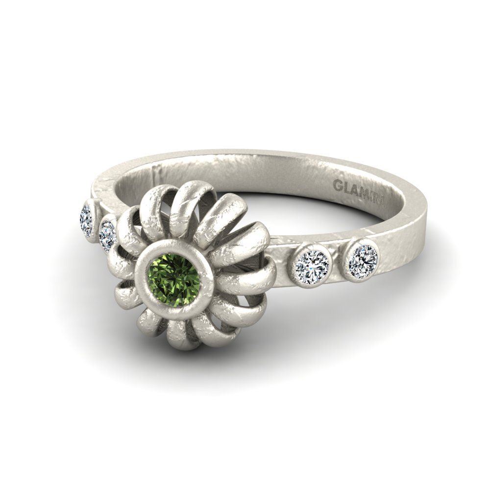 14ct White Gold Green Sapphire Women's Promise Ring Mima