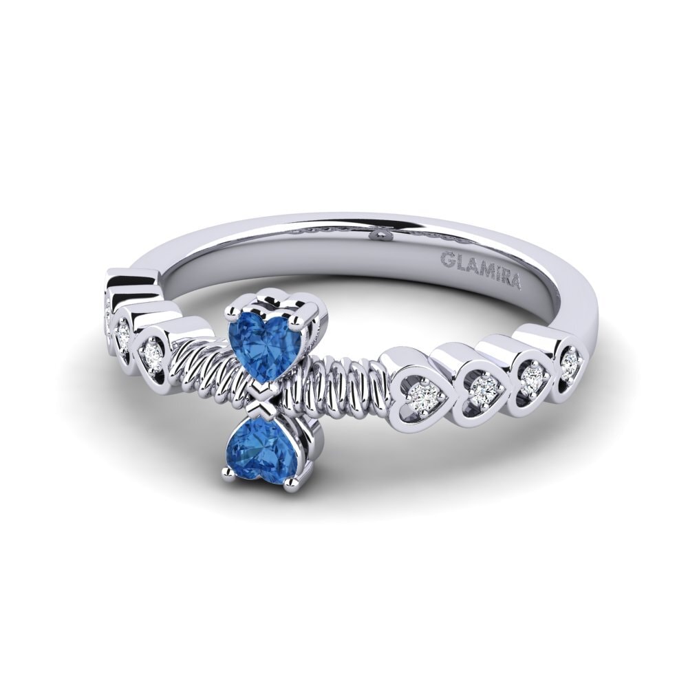 다크 블루 지르코니아 여성 약속 반지 Nodeles