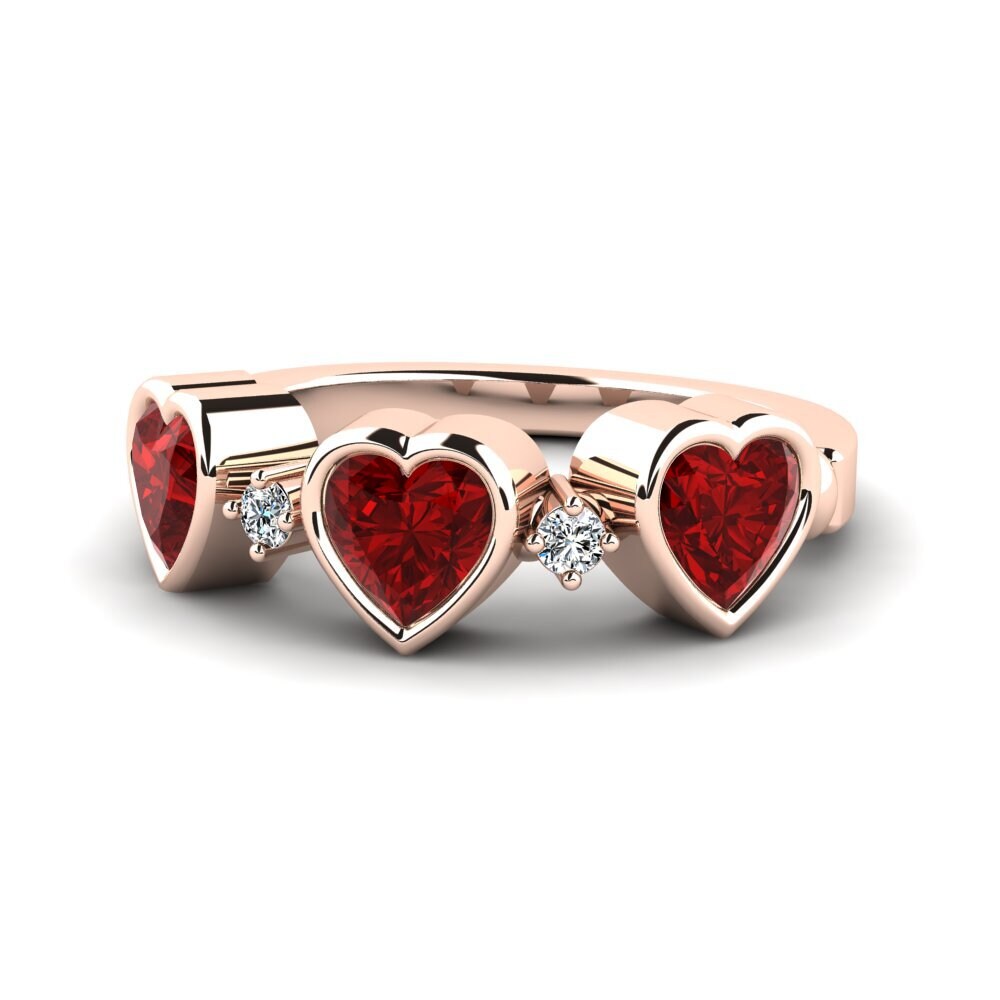 18ct Rose Gold Ruby (Lab Created) Women's Promise Ring Osedr
