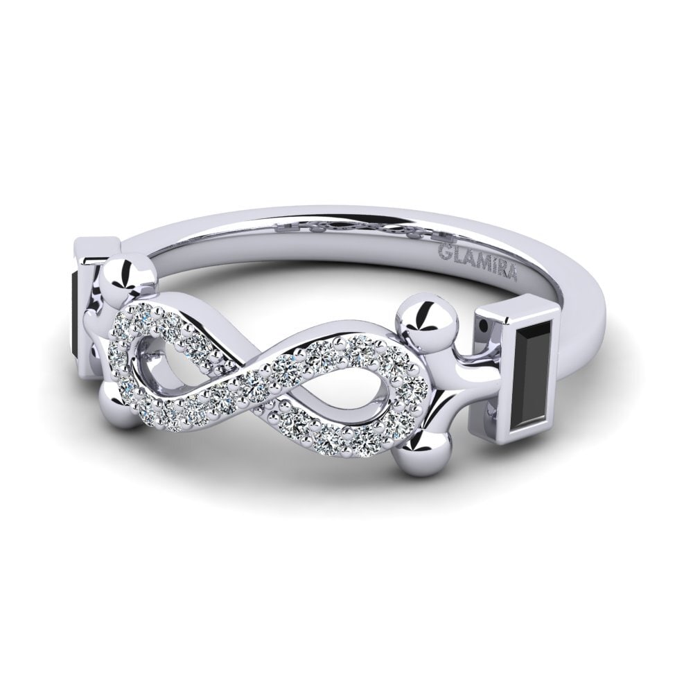 White Silver Black Onyx Women's Promise Ring Psiathoa