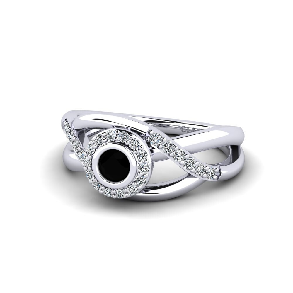 White Silver Black Onyx Women's Promise Ring Rigean