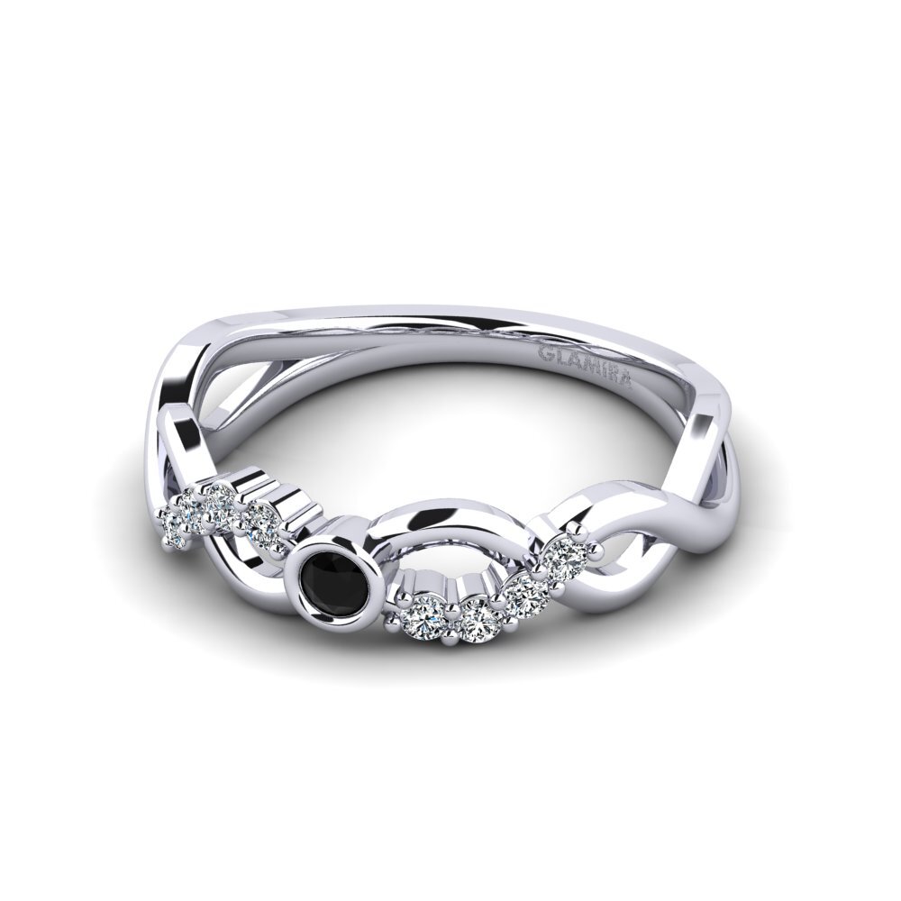 White Silver Black Onyx Women's Promise Ring Rigeaus