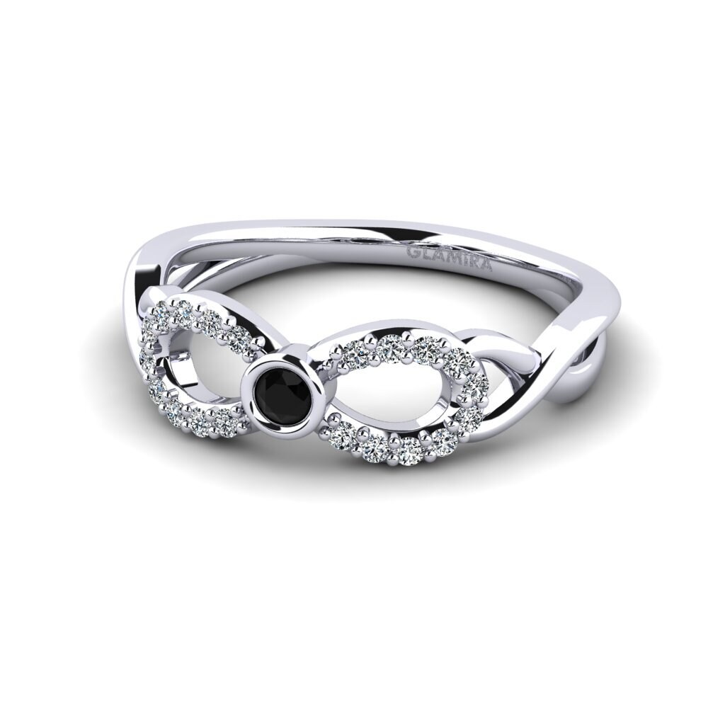 White Silver Black Onyx Women's Promise Ring Rigeo