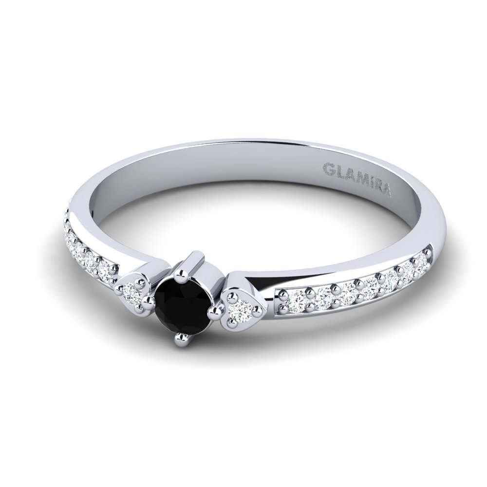 White Silver Black Onyx Women's Promise Ring Samingi