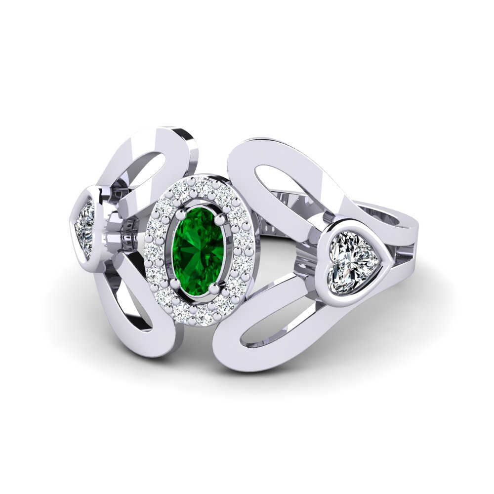 Green Zirconia Women's Promise Ring Sretonan